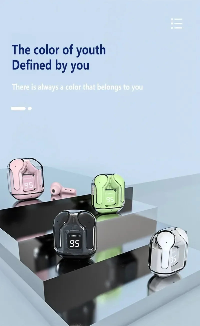 T2 Transparent Wireless Earbuds – LED Display & HiFi Stereo Sound  Futuristic design meets powerful sound.