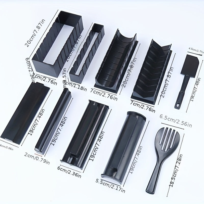 10pcs/set, DIY Sushi Maker Set - Includes Plastic Sushi Roller, Rice Mold, Spreader, and Kitchen Tools - Perfect for Back to School and Home Cooking