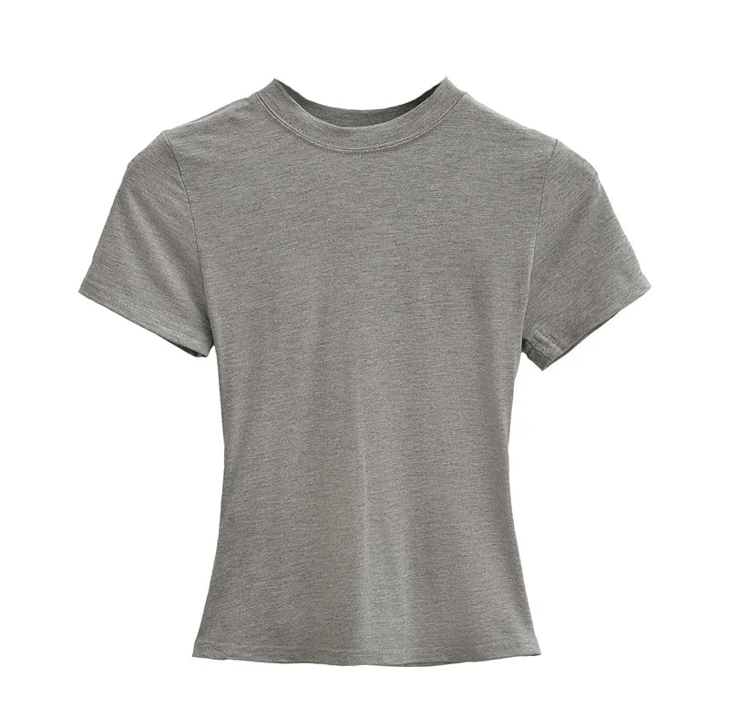 SlimMuse Tee – Y2K Solid Fit Top  Simple style. Sculpted fit. Everyday confidence.