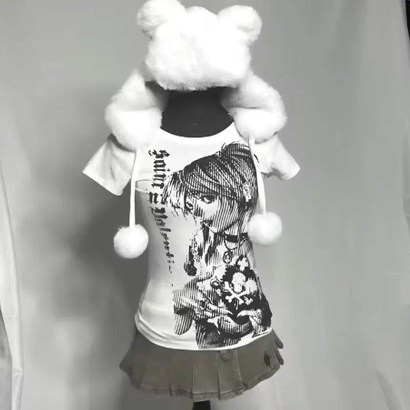 NeoAnime Crop Tee – Y2K Harajuku Street Top  Retro vibes. Anime edge. Street-ready style.