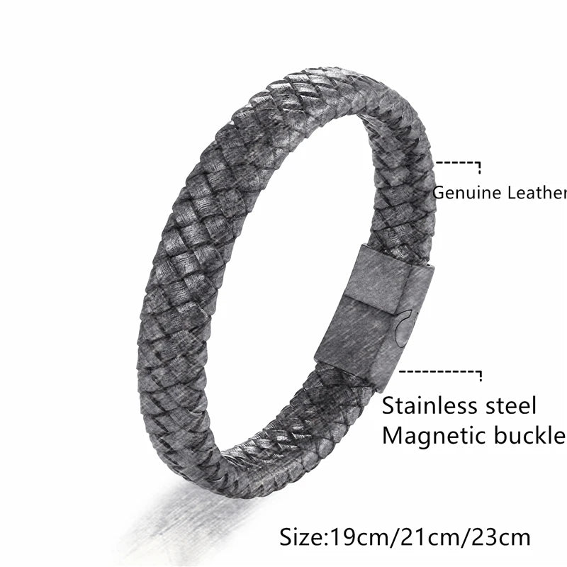 Titan Rope Bracelet – Leather & Steel Magnetic Band  Strong look. Clean design. Built for everyday style.