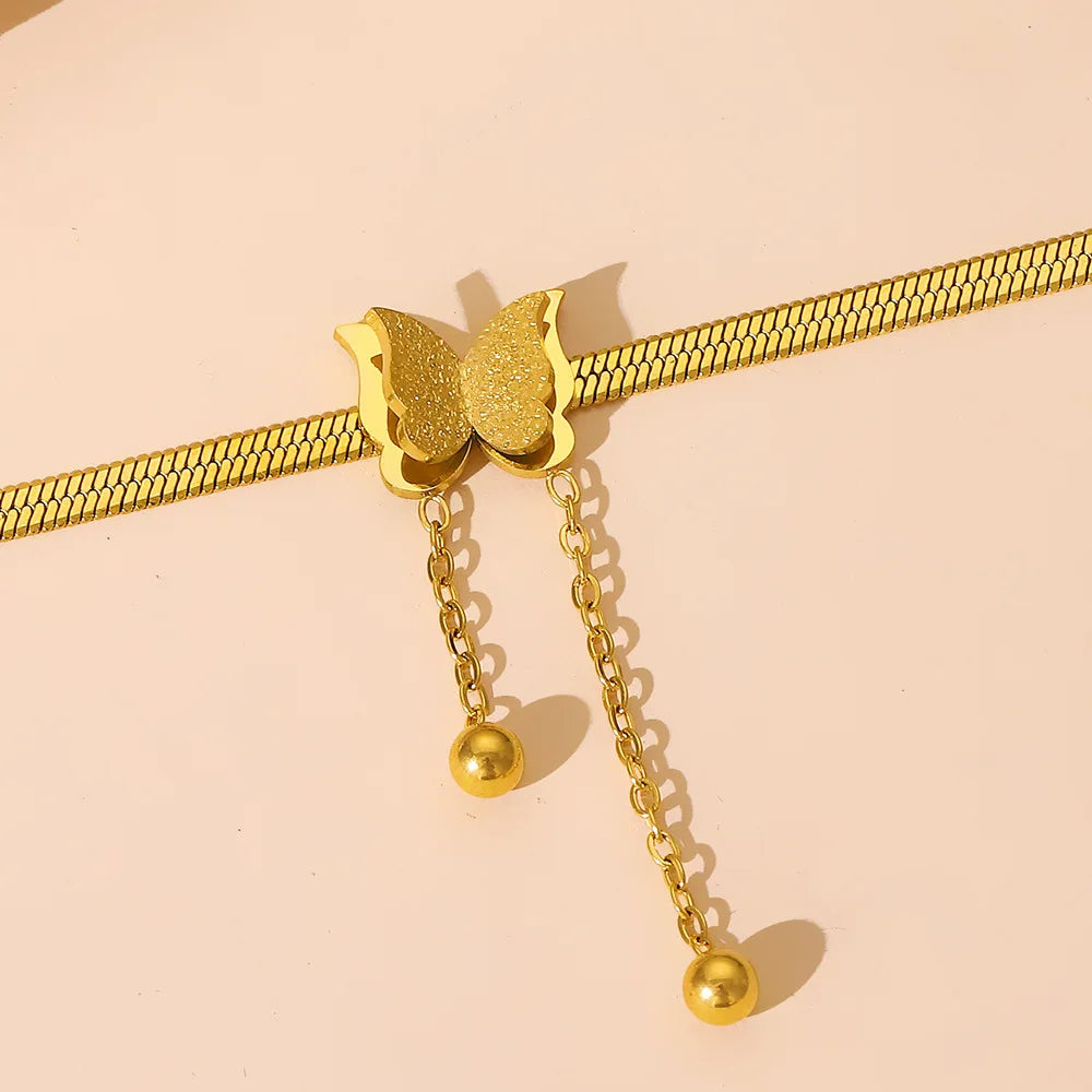 Frost Butterfly Necklace – Stainless Steel Snake Chain  Soft matte shine. Delicate charm. Effortless beauty.