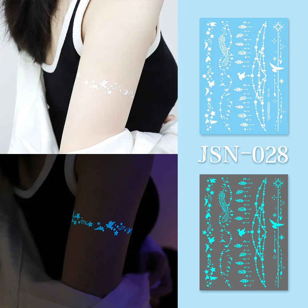 Luminous Bracelet & Necklace Tattoo Stickers – Waterproof Body Art  Glow with effortless style. No jewelry needed.