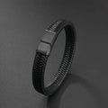 Retro Men's Leather Open Bangle, Simple Multi-Size Woven Leather Hand Rope, Outdoor Sports Gift