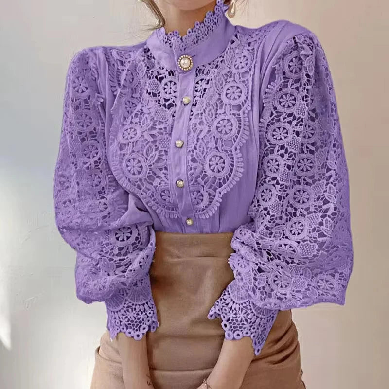 Lace Aura Elegant Blouse – Sweet Lace Office Shirt  Soft elegance with a modern feminine touch.