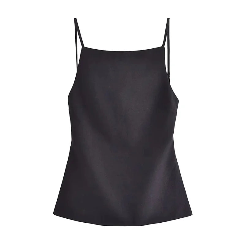 Noir Muse Backless Crop Top – Strappy Summer Party Style  Bold. Minimal. Unforgettable.