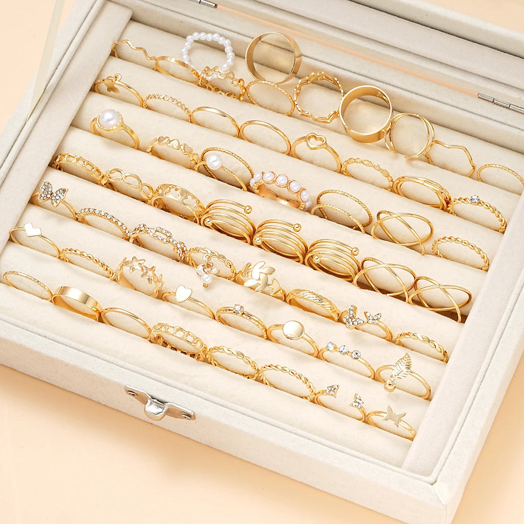 GoldenCharm Ring Set – 58PCS Vintage Mix Rings  Stack it. Mix it. Express your style.