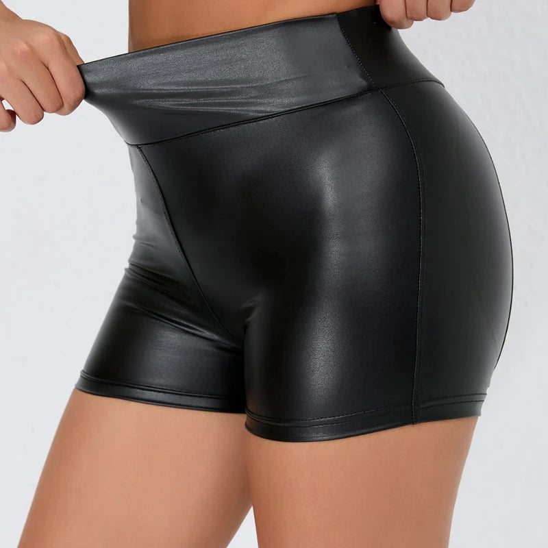 NoirFit Leather Shorts – High-Waist Sculpt Bodycon  Edgy style. Sculpted fit. Confidence in every step.