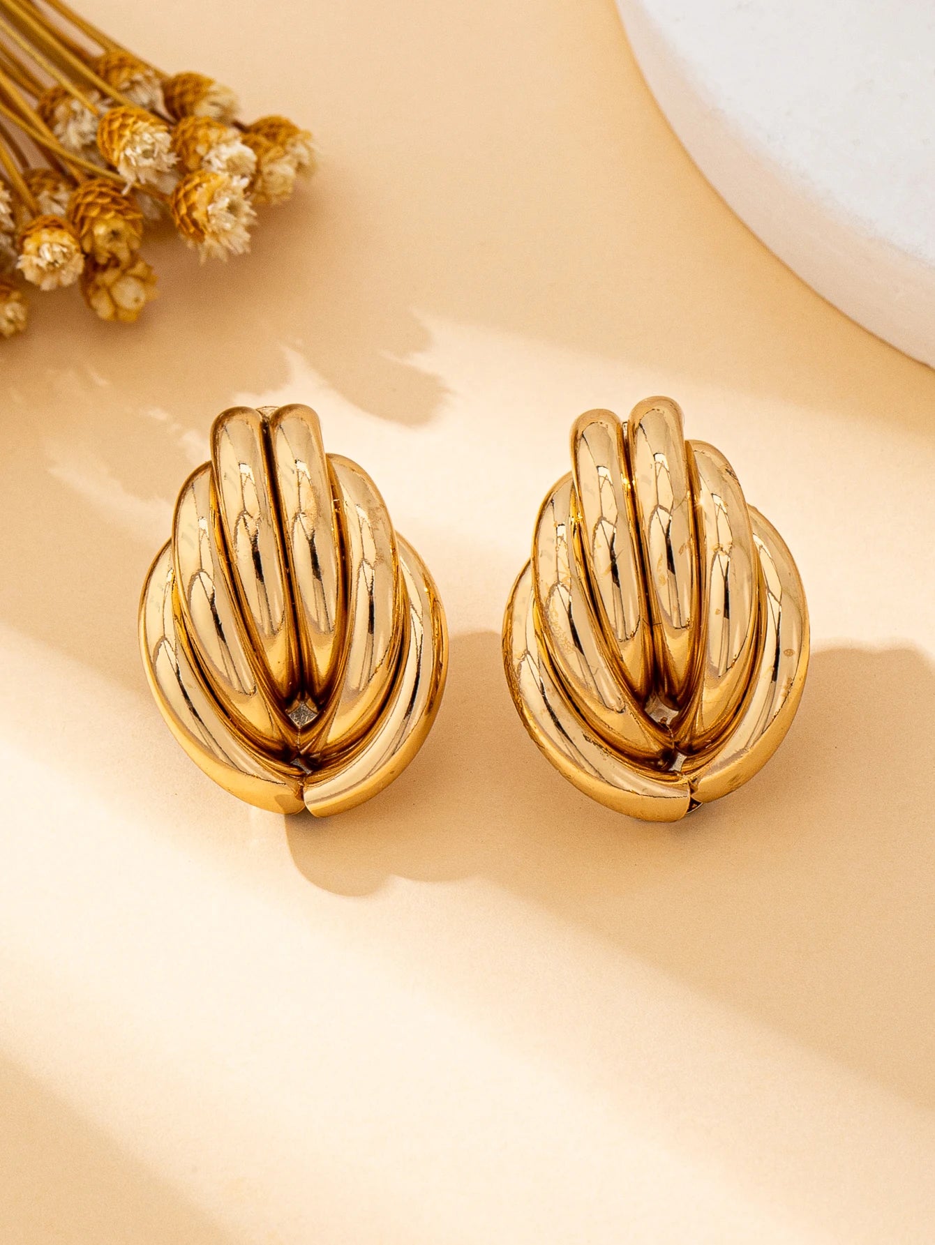 Obega Gold SIlver Color Knot Hoop Earring For Women Shiny Plating Trendy Earring Stud Cute Daily Wear Jewelry
