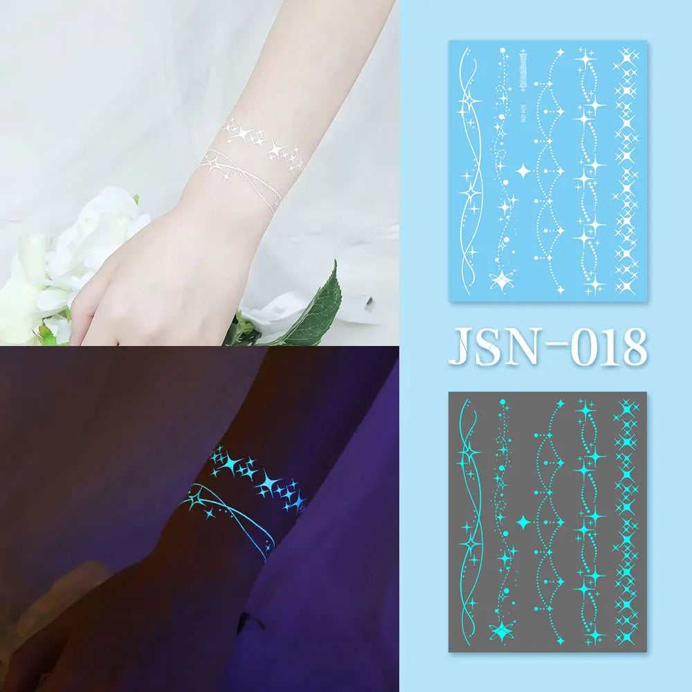 Luminous Bracelet & Necklace Tattoo Stickers – Waterproof Body Art  Glow with effortless style. No jewelry needed.
