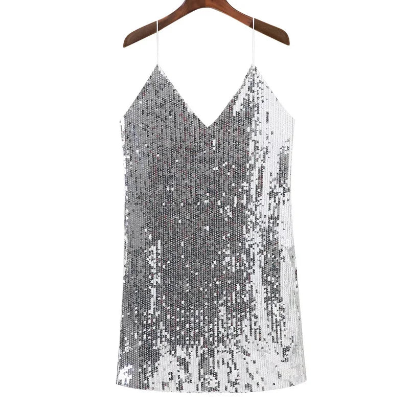 Glam Aura Sequin Mini Dress – Backless Party Statement  Shine bright. Own the night.
