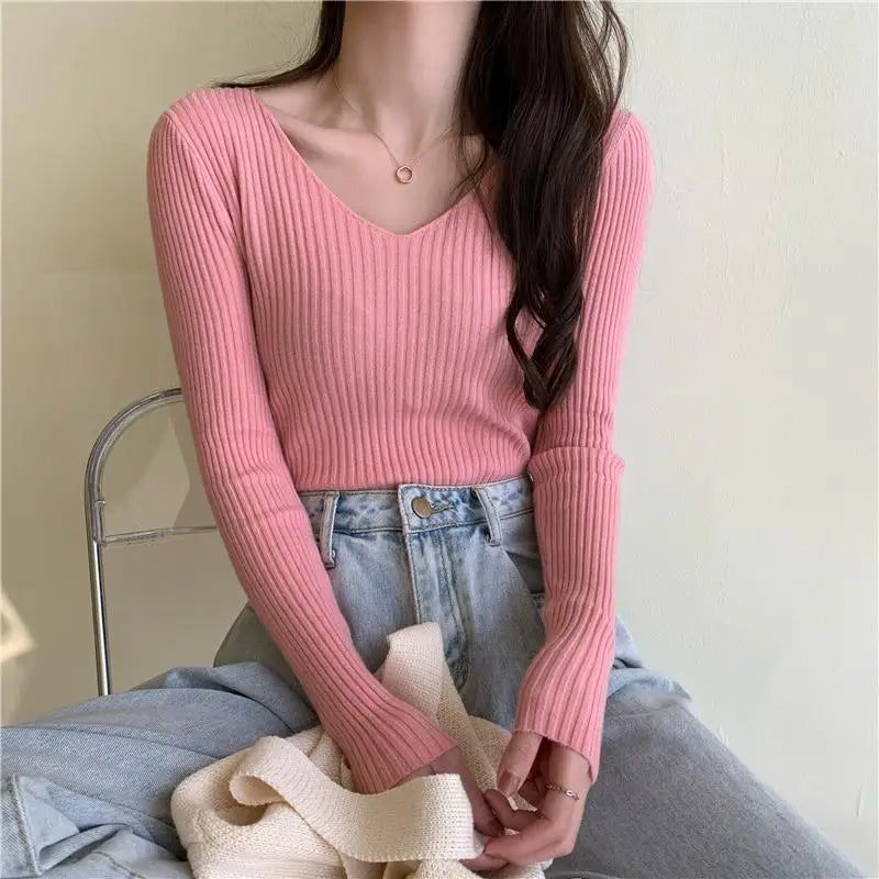 CozyCore Knit Sweater – Long Sleeve Basic Pullover  Soft warmth. Clean style. Everyday comfort.