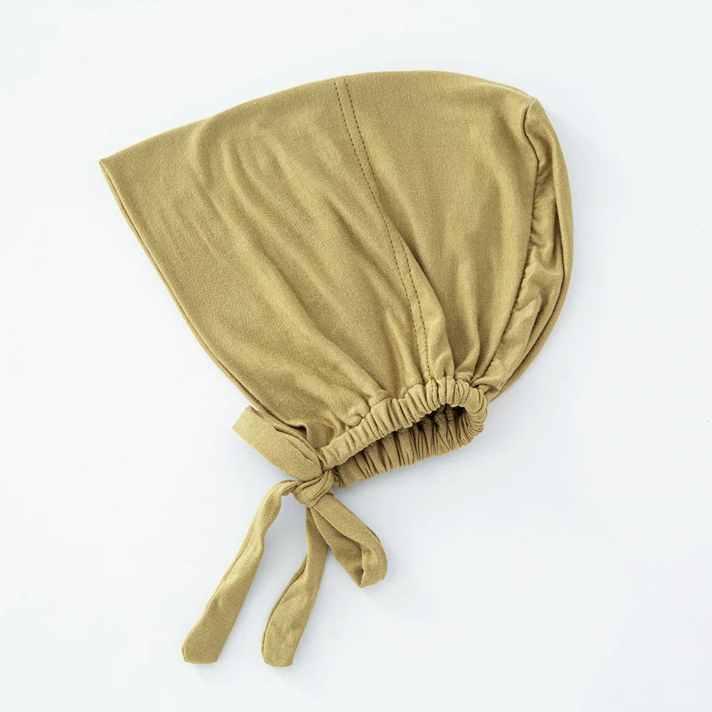 82 colors Tie Back Undercaps Fashion Women Inner Hijab Muslim Cap Bonnet Plain Islamic Cotton Spandex Jersey DEW Underscarf