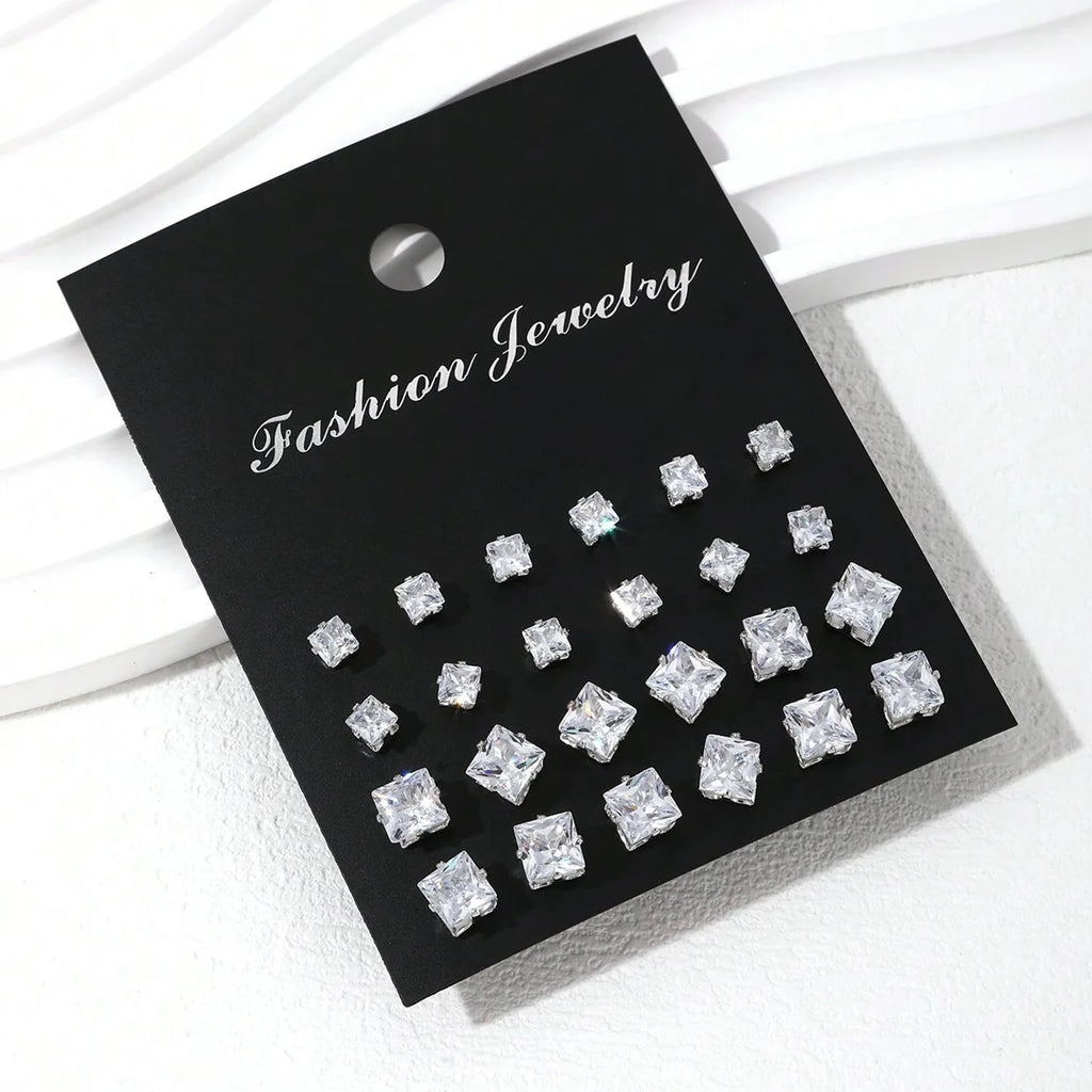 LuxeSpark Earring Set – 12 Pairs Zirconia Collection  Shine daily. Mix your style. Luxury made simple.