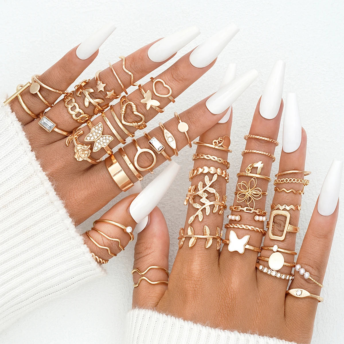 GoldenCharm Ring Set – 58PCS Vintage Mix Rings  Stack it. Mix it. Express your style.