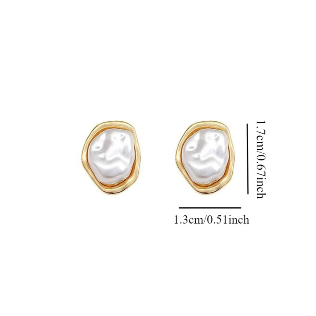 PearlEdge Studs – Irregular Metal Pearl Earrings  Classic pearls. Modern shape. Effortless elegance.