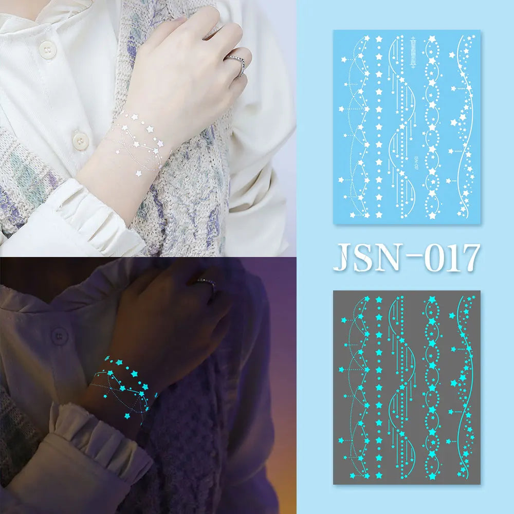 Luminous Bracelet & Necklace Tattoo Stickers – Waterproof Body Art  Glow with effortless style. No jewelry needed.