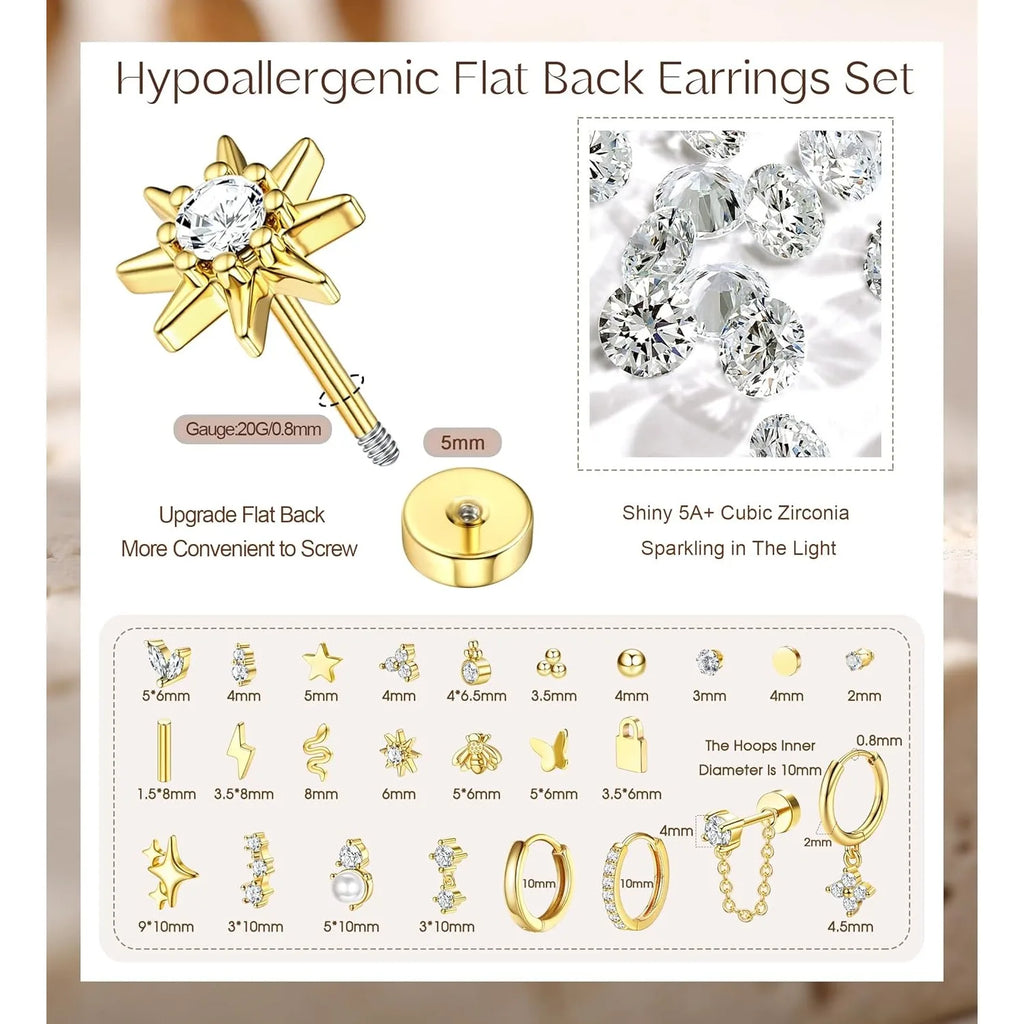 PureSafe Flat Back Earrings – Surgical Steel Studs  Gentle on skin. Sleek in style. Made for everyday comfort.