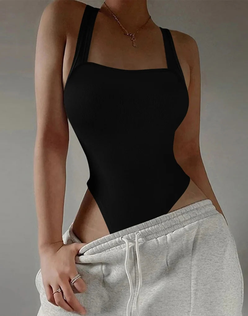 Sculpt Muse Ribbed Bodysuit – Square Neck Sleeveless Fit  Smooth, sculpted, and effortlessly chic.