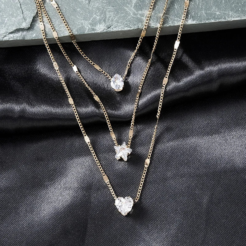 LuxeLayer Zircon Necklace – Multi-Layer Choker  Layered shine. Modern style. Effortless glam.