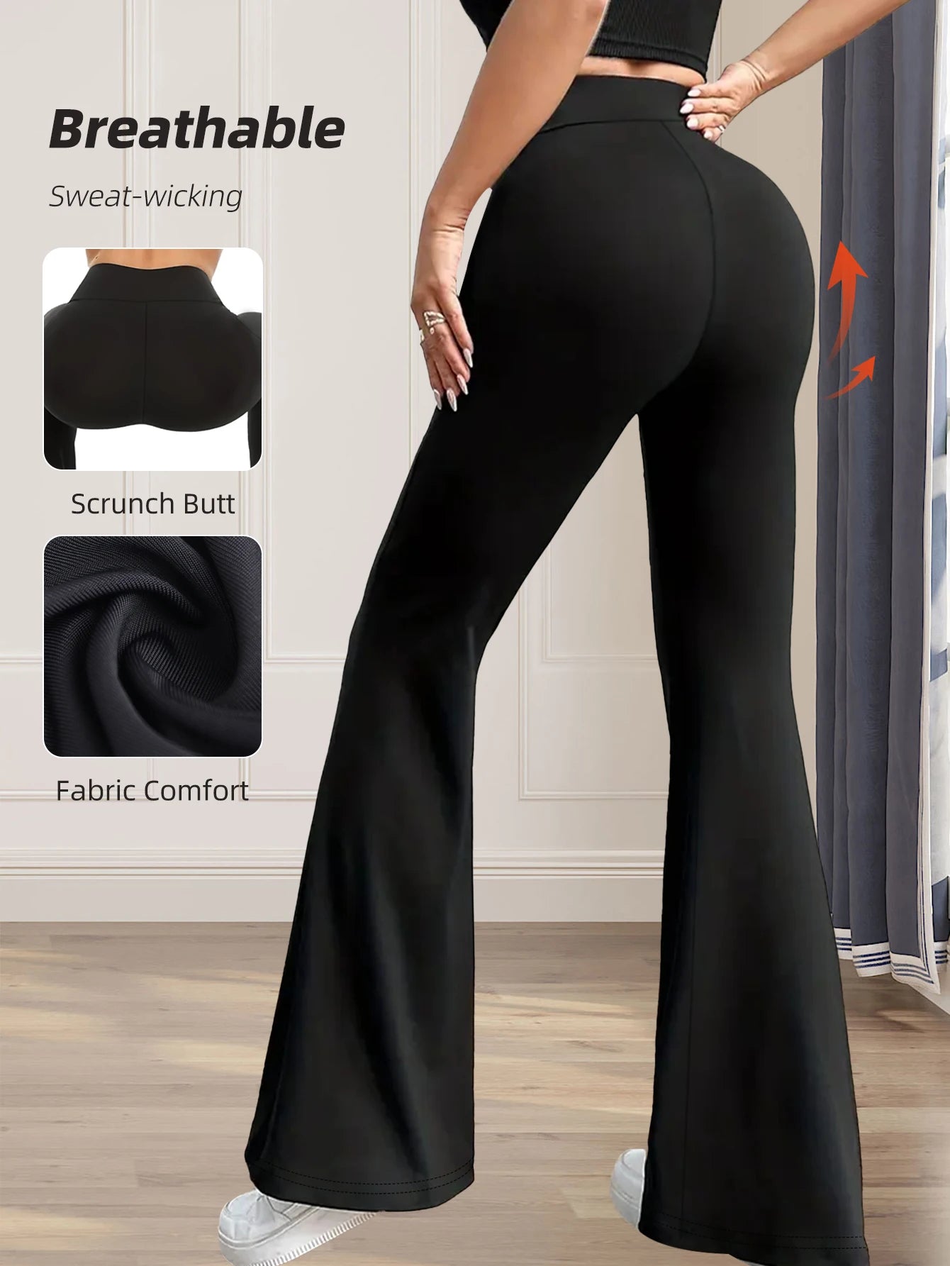 Flare Sculpt Pants – High-Waist Slim Flared Trousers  Sleek waist. Flared finish. Effortless elegance.