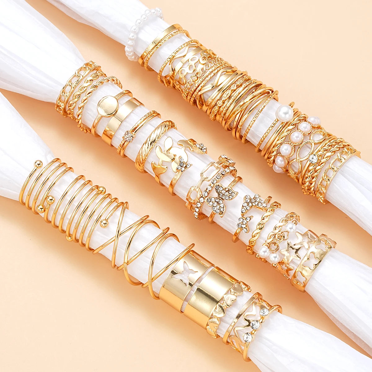 GoldenCharm Ring Set – 58PCS Vintage Mix Rings  Stack it. Mix it. Express your style.