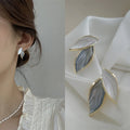LeafMuse Stud Earrings – Korean Grey Leaf Design  Natural elegance. Soft tones. Everyday charm.