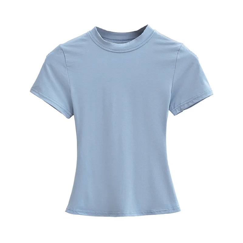 SlimMuse Tee – Y2K Solid Fit Top  Simple style. Sculpted fit. Everyday confidence.