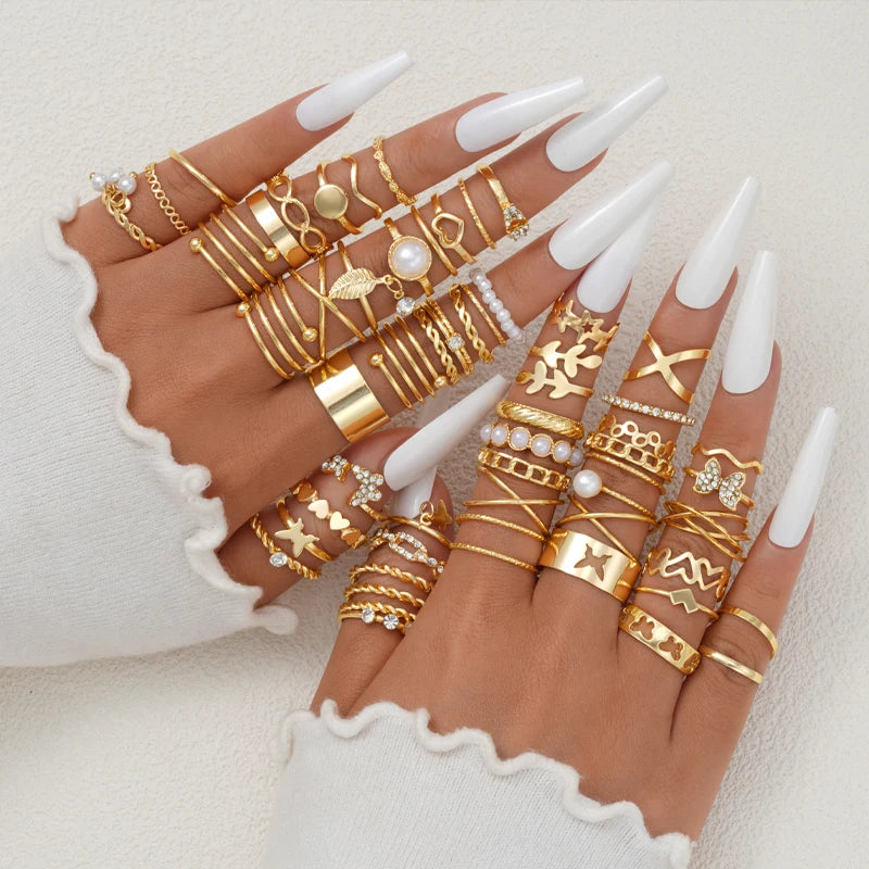 GoldenCharm Ring Set – 58PCS Vintage Mix Rings  Stack it. Mix it. Express your style.