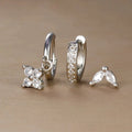 Flora Shine Earrings – 3PCS Stainless Steel Flower Set  Floral charm. Crystal sparkle. Everyday elegance.
