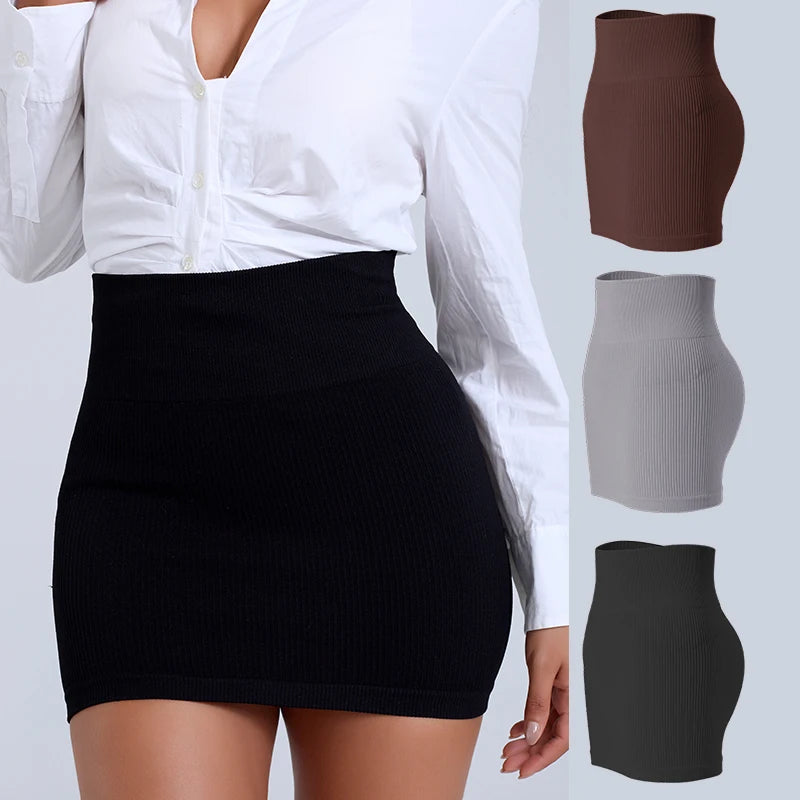 FineForm Mini Skirt – High-Waist Knit Workwear Essential  Tailored look. Sleek silhouette. Effortless confidence.