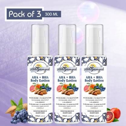 AHA+BHA Body Lotion with Smooths Rough & Bumpy Skin pack of 3 300ml