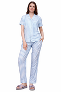 Light Blue Striped Shirt and Pajama Set